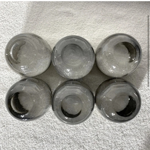 Vitreon Queen's Lusterware Silver Fade Roly Poly Silver Ombre Glasses x6 - Picture 3 of 13